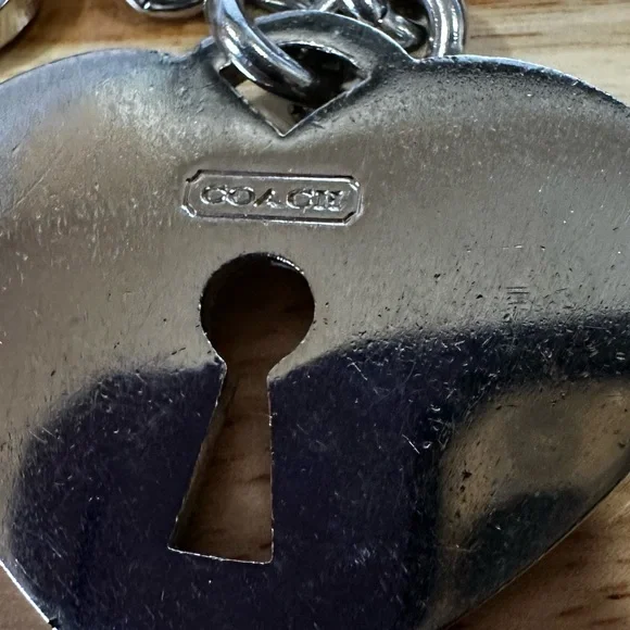 Coach Vintage Y2K Silver tone Heart Keyhole Keychain - Picture 8 of 11